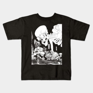 Japanese skull youkai demon Gashadokuro (がしゃどくろ) Kids T-Shirt